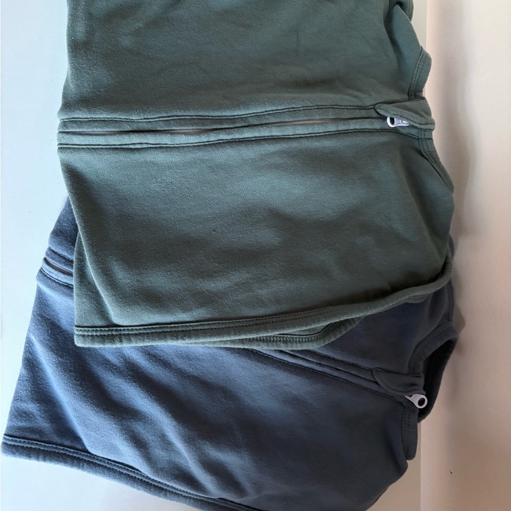 Green and Gray Zip-Up swaddles